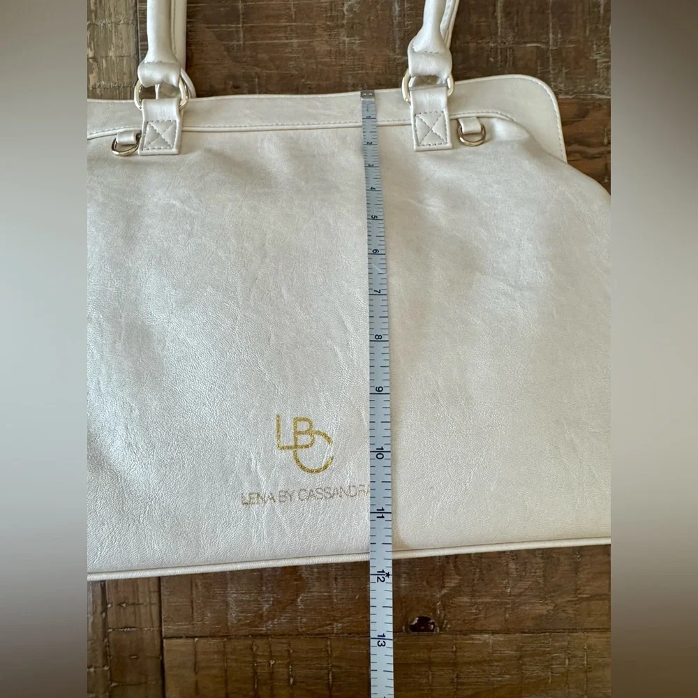 NEW Lena by Cassandra Metallic Cream Diaper Bag with changing pad